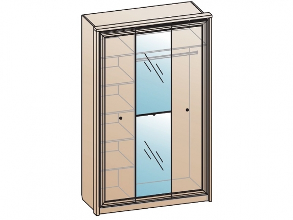 Шкаф 3х дверный с зеркалом ШК-1702 Эйми МДФ Бодега белая-патина Серебро