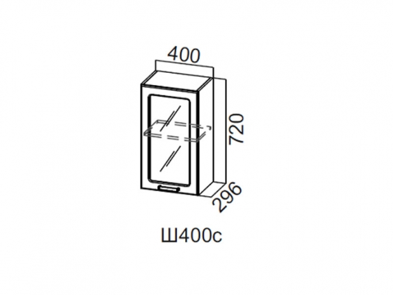 Шкаф навесной со стеклом 400 Ш400с Волна 400х720х296
